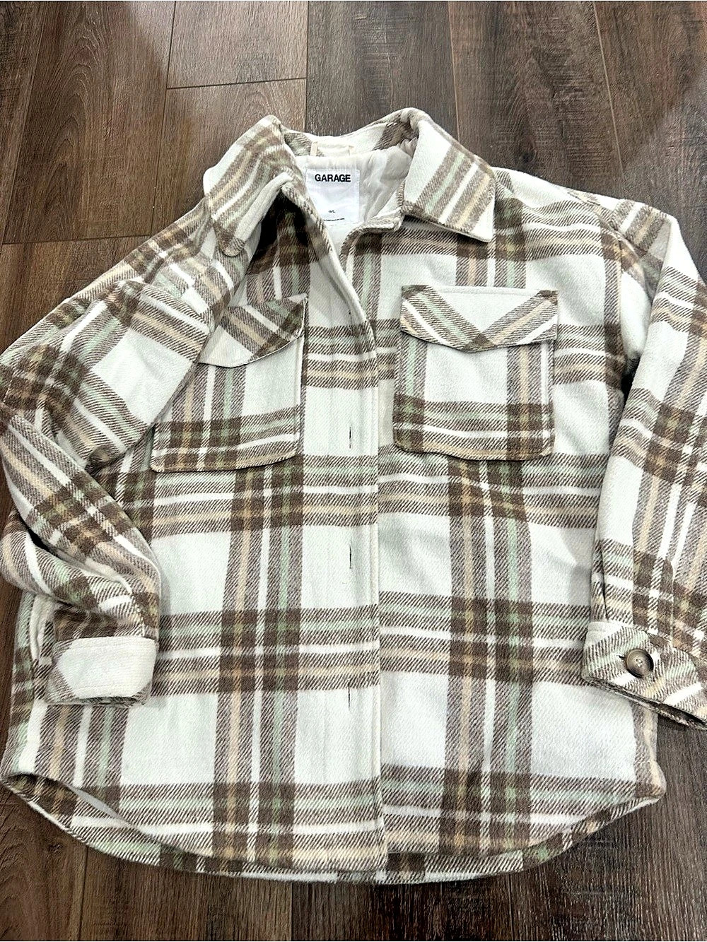 Garage York Plaid Shacket Brown & Cream large